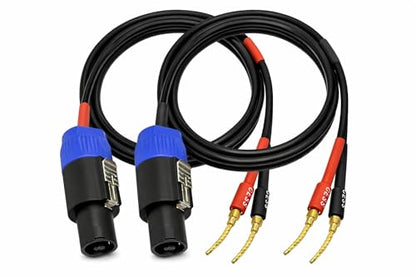 CNCESS Speakon to Flex Braided Pin Banana Speaker Cable, 12AW, 3 FT - color: 3 Feet