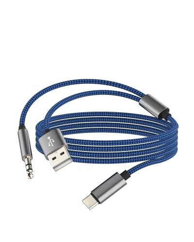 USB C Male to 3.5mm Audio USB Charging Male Cable(2in1) Stereo Sound AUX Cable iPhone 16 15 Pro Max Type C Car Auxiliary Adapter Compatible for Samsung S25 Android Earphone Charger Connector