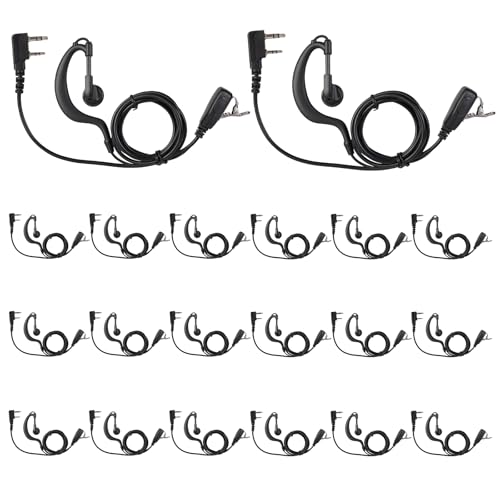 20 Pcs Walkie Talkie Earpiece with Mic 2 Pin Two-Way Radio Headset, Clear Sound & Comfortable Fit Compatible with Baofeng UV-5R BF-888S Arcshell Retevis RT21 RT22 H-777