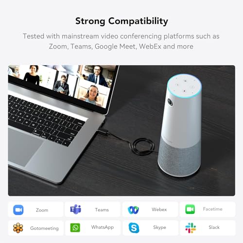 NUROUM C20 HD Video Conference Webcam with Microphone and Speaker | 4 Noise Cancelling MEMS Mics, 2MP CMOS Sensor, 100° FOV, 13ft Voice Pickup, Plug and Play, Broad Compatibility