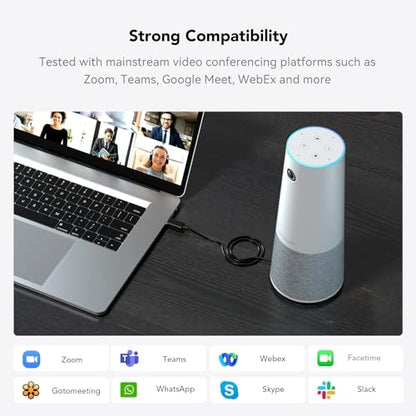 NUROUM C20 HD Video Conference Webcam with Microphone and Speaker | 4 Noise Cancelling MEMS Mics, 2MP CMOS Sensor, 100° FOV, 13ft Voice Pickup, Plug and Play, Broad Compatibility