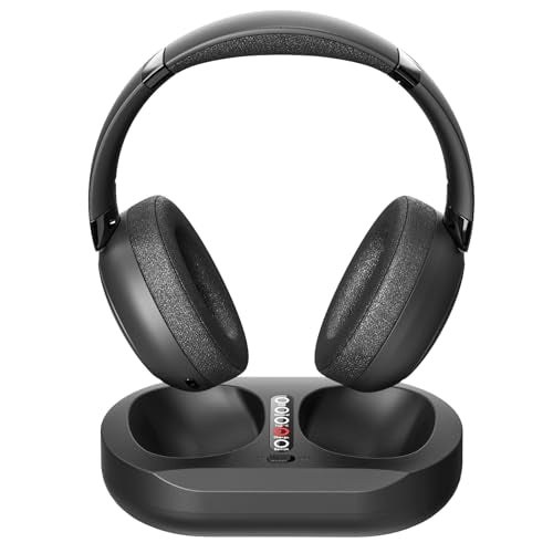 Wireless TV Headphones for Seniors with Transmitter Charging Dock, Digital Optical AUX RCA Plug and Play Wireless Headphones for Watching TV, No Audio Delay, 100ft Range, Hearing Impaired Gifts