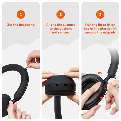 WC ShellZ XM5 - Exterior Shell & Headband Covers for Sony WH1000XM5 | Made by Wicked Cushions | Protective, Made with Premium Silicone | Black - color: Black