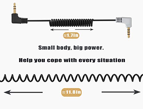3.5mm TRS to TRRS Microphone Cable, Ancable 1/8 Male to Male Coiled Right Angle Mic Cord Compatible iPhone, Smartphone, Tablets with Rode SC7, VideoMic, VideoMicro Go, BOYA and More External Mic