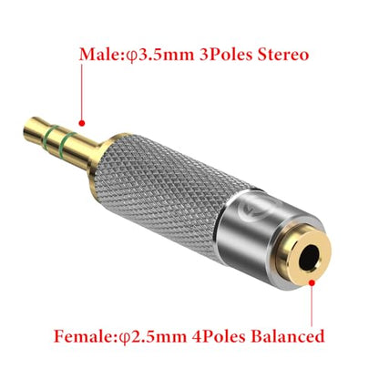 GEEKRIA 3.5mm Stereo Male to 2.5mm Balanced Female Adapter, Use 2.5mm Balanced Headphone Cable with 3.5mm Stereo Audio Output, No Microphone Support