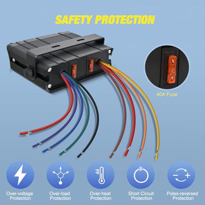 Nilight 6 Gang Rocker Switch Box Waterproof 60Amp Max | SPST Toggle Panel Blue LED 12V 24V 20A for Automotive Cars Vehicles Boats RVs Campers SUVs - color: Blue 6 Gang Switch Box
