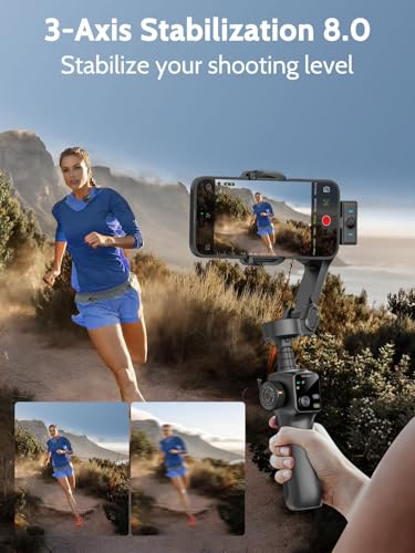 AOCHUAN 3-Axis Gimbal Stabilizer for iPhone with Lavalier Mic(V8 Mic Kit) - color: Black, size: Smart V8 Mic Kit