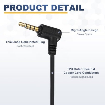 3.5mm TRS to TRS Patch Cable Cord Wire Video Mic Camera PC Black - color: Black