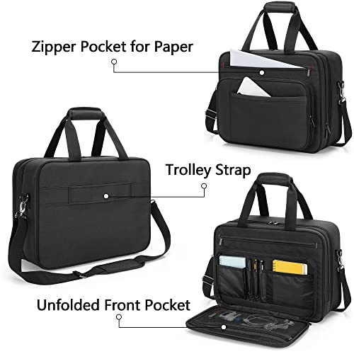 samdew Mobile Printer Storage Bag, with up to 15.6" Laptop Layer, Bag Only | Compatible with HP Tango/Tango X, HP Officejet 250/200, with Pockets, Shoulder & Trolley Strap, for Work, Business or Travel - size: Double-layer Printer Bag