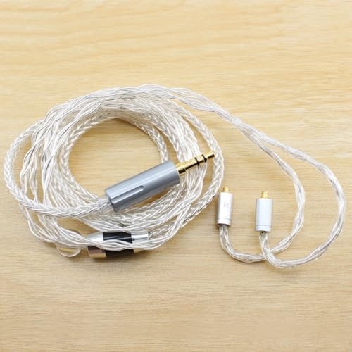 Youkamoo MMCX IEM Cable 3.5mm Silver Plated Copper Earphone Upgrade Cord Compatible with Shure SE215 SE425 UE900 Moondrop Aria Tin T2 T3 BGVP 1.2m 4ft - color: Silver