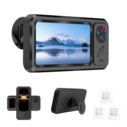 Shower Phone Holder Waterproof with Speaker Hole,360° Rotation Shower Phone Case Holder,Anti Fog Phone Stand Mount for Bathroom Bathtub Kitchen Wall Mirror,for 4-7" iPhone 17 S25 Ultra(Black) - color: Black