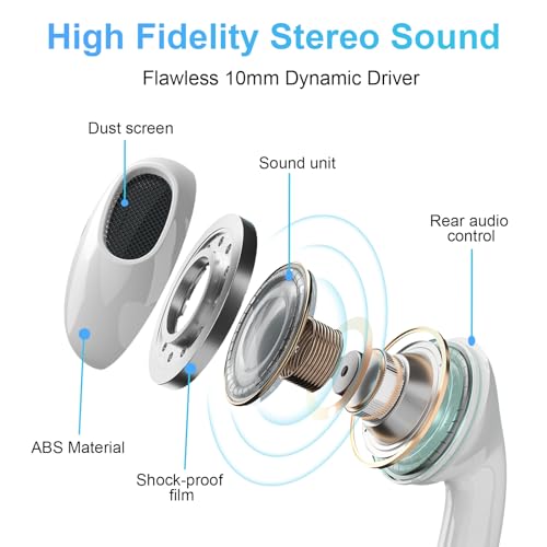 Wired Earbuds 4 Pack, Earbuds HiFi Stereo Wired Earphones Headphones with Microphone Volume Control Compatible with iPad, Laptop, MP3, Android Smartphones, Fits All 3.5mm Jack Device - color: Off-white