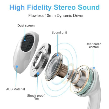 Wired Earbuds 4 Pack, Earbuds HiFi Stereo Wired Earphones Headphones with Microphone Volume Control Compatible with iPad, Laptop, MP3, Android Smartphones, Fits All 3.5mm Jack Device - color: Off-white