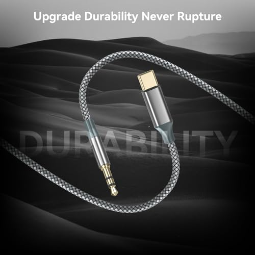 Henrety AUX to USB C Cable 3.3ft, USB C to 3.5mm Audio Aux Jack Cable for Car and Headphones(Black) - color: Black, size: 3.3Ft
