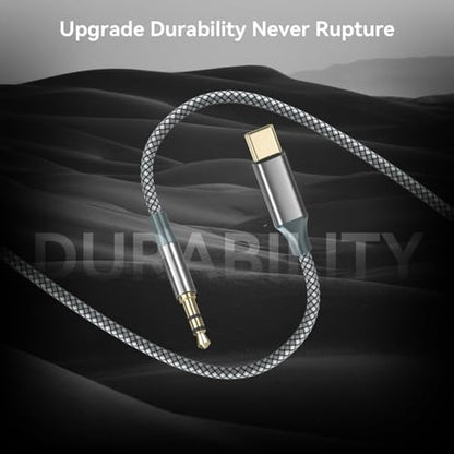 Henrety AUX to USB C Cable 3.3ft, USB C to 3.5mm Audio Aux Jack Cable for Car and Headphones(Black) - color: Black, size: 3.3Ft