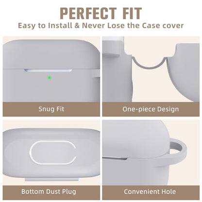 Hamile Compatible with AirPods Pro Case Protective Silicone Case, Shockproof Cover Skin for Apple AirPod Pro 2019 Charging Case, with Keychain, Fog Gray - color: Fog Gray