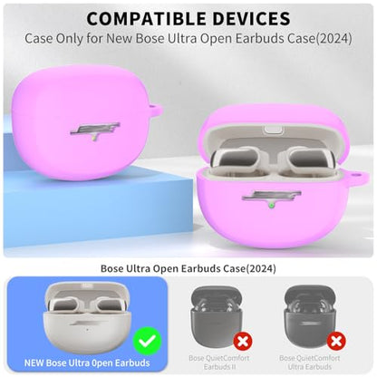 for New Bose Ultra Open Earbuds Case(2024), Purple | Silicone Shockproof Protective Cover for Bose Open Ear Wireless Earbuds Accessories with Carabiner - color: Purple