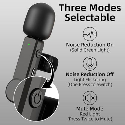 NPTCL Wireless Mini Lavalier Microphone for iPhone Android Video Recording | Noise Cancelling Mini Mic, 75ft Transmission, 8 Hour Battery Life for Content Creator, Vlogger, Youtuber, Podcaster - style: 03 iPhone & Android