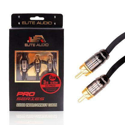Elite Audio Pro Series | 3ft 2-Channel RCA Cable | OFC | Triple Shielded - color: 2-Channel, size: 3' (ft)