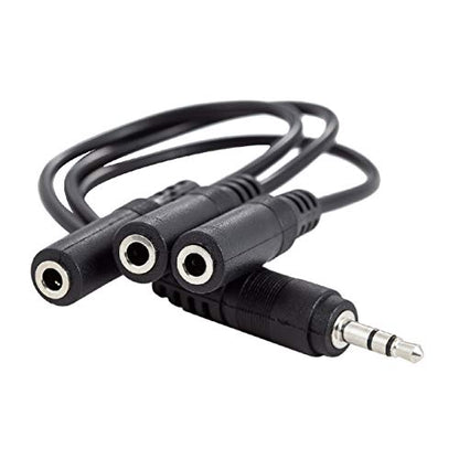 Ancable 3.5mm (1/8") TRS 1 Male to 3 Female 3-Way Stereo Splitter Audio Cable - color: Silver