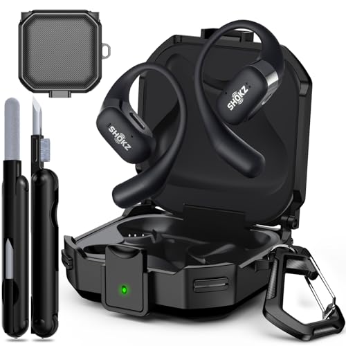【Secure Lock】 Case for SHOKZ OpenFit Case with Cleaning Kit & Keychain, Soft TPU Cover Cover Compatible with SHOKZ OpenFit Open-Ear Earbuds True Wireless Bluetooth Headphones, Shockproof Protective
