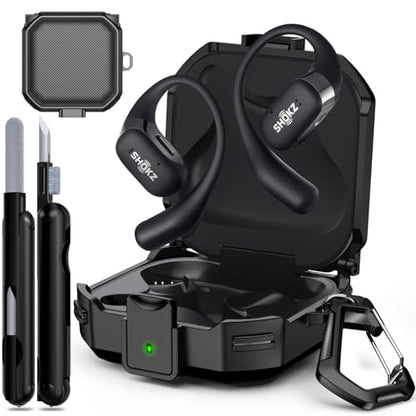 【Secure Lock】 Case for SHOKZ OpenFit Case with Cleaning Kit & Keychain, Soft TPU Cover Cover Compatible with SHOKZ OpenFit Open-Ear Earbuds True Wireless Bluetooth Headphones, Shockproof Protective