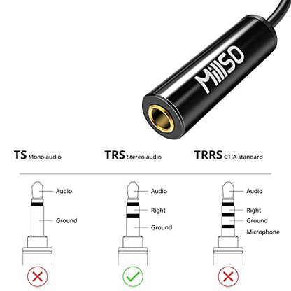 1/4 to 3.5mm Instrument Cable, TRS Headphone Adapter 6.35mm Female to 3.5mm Male 1/8 to 1/4 Stereo Audio Adapter for Amplifier, Guitar, Piano, Speaker to Phone, Laptop, Headphone - 12inch/30cm - color: Piano Black, size: 1 FT
