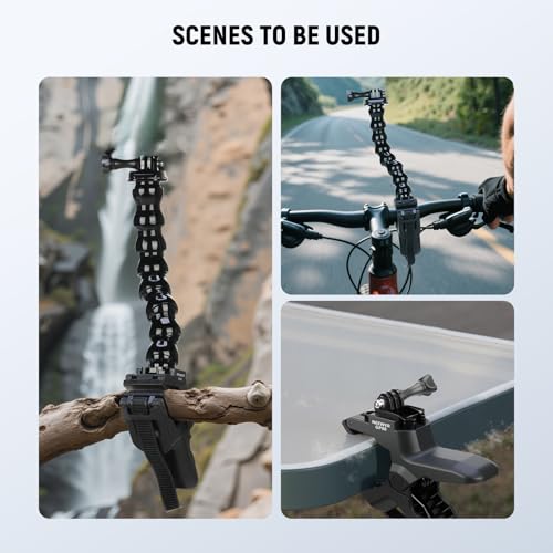 NEEWER Flexible Clamp Mount Compatible with GoPro DJI Action Cameras, GP-80 | Compatible with DJI Action 6 Osmo 360 Insta360 X5/4/3 AcePro series, Jaw Flex Super Clamp Holder Mount Accessories for Video