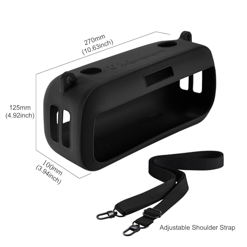 Silicone Protective Case for Bose SoundLink Max Wireless Bluetooth Speaker with Adjustable Shoulder Strap Durable Lightweight and Stylish (Black) - color: Black