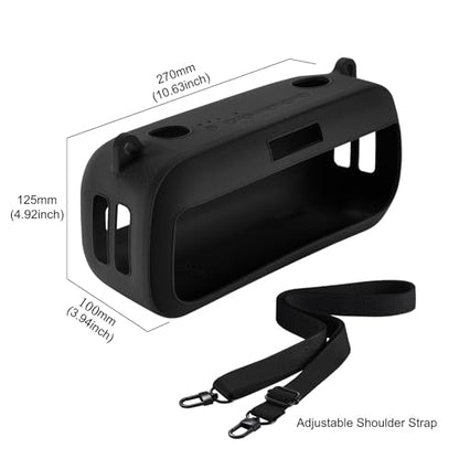 Silicone Protective Case for Bose SoundLink Max Wireless Bluetooth Speaker with Adjustable Shoulder Strap Durable Lightweight and Stylish (Black) - color: Black