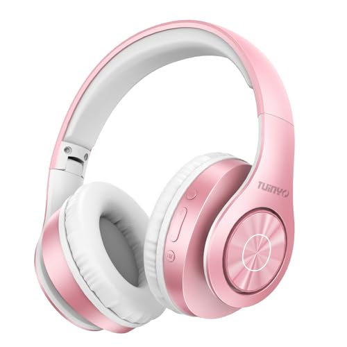 TUINYO Bluetooth Headphones Wireless, Over Ear Stereo Wireless Headset 40H Playtime with deep bass, Soft Memory-Protein Earmuffs, Built-in Mic Wired Mode PC/Cell Phones/TV- Rose Gold - color: Rose Gold Upgrade