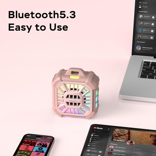 INSMY Shower Speaker IP67 Waterproof Bluetooth Speaker, Portable Small | Multi Sync 100+ Speakers, Big Volume Booming Bass, 24H Playtime,Floatable,RGB Lights for Outdoor Kayak Beach (Pink) - color: Pink