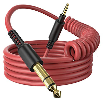 OneOdio Coiled 3.5mm to 6.35mm TRS Stereo Audio Cable, 6.9ft-9.8ft Stretchable, Gold-Plated Connectors, Spring Guitar/Amp/HiFi Aux Cord for Fusion A71