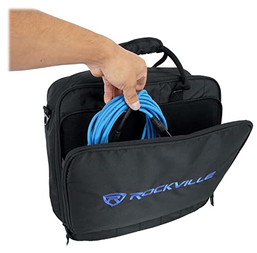 Rockville MB1615 DJ Gear Mixer Gig Bag Case, 15.5" x 15" x 5", Rugged Nylon, Water-Resistant, Front Pocket for Laptop and Accessories, for Mobile DJs and Studio Professionals | Fits Mixers Controllers FX Pedals, 17" Laptop Pocket, 8mm Foam Padding, YKK Zi