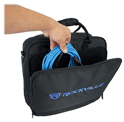 Rockville MB1615 DJ Gear Mixer Gig Bag Case, 15.5" x 15" x 5", Rugged Nylon, Water-Resistant, Front Pocket for Laptop and Accessories, for Mobile DJs and Studio Professionals | Fits Mixers Controllers FX Pedals, 17" Laptop Pocket, 8mm Foam Padding, YKK Zi
