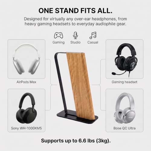Headphone Stand Desk Cute, No Assembly, Light Brown | Weighted Base Headset Holder for AirPods Max Sony Bose Beats Sennheiser, Stable Gaming & Studio Earphone Rack, - color: LIGHT