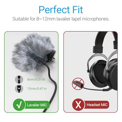 Wind Muff (Dead cat) for Lavalier Lapel Microphone, Outdoor Furry Windscreen, Windshield, Windjammer for Mini MIC, 6-Pack - color: Furry Cover, 6-Pack