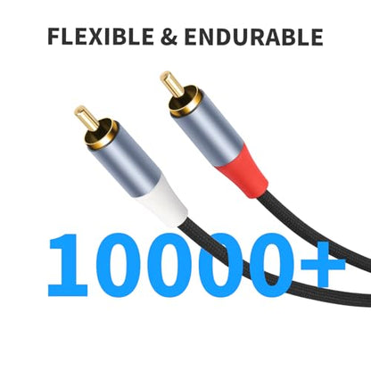 RCA 2 Male to 2 Male Audio Cable 6.6FT - Dual Shielded Gold-Plated RCA Interconnect Splitter Cable for Lossless Sound Quality, Home Theater & Turntables 2-Pack