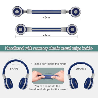 SIMOLIO Kids Bluetooth Headphones with Microphone, 75/85/94dB Volume Limit, Wireless Headset for Toddler Teens Children, Share Port, Travel Case, 3.5mm Cord, Foldable for School Airplane iPad Tablet | Wireless Headset for Toddler Teens Children, Share Por