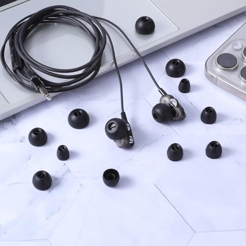 Extra Small Earbuds Tips Replacement Earbud Tips Soft Silicone Earbuds for in-Ear Headphones Extra Small Ear Tips for in Ear Earbuds(12 Pairs,Black)
