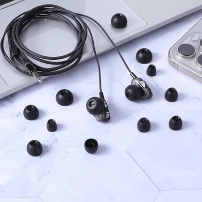 Extra Small Earbuds Tips Replacement Earbud Tips Soft Silicone Earbuds for in-Ear Headphones Extra Small Ear Tips for in Ear Earbuds(12 Pairs,Black)