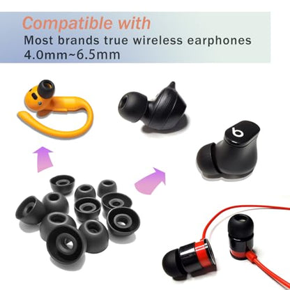 Silicone Replacement Earbuds Tips Oval - inner diameter 4.0mm Universal Ear Tips Fit True Wireless Earbuds, 6 Pairs LMS Black - color: Black