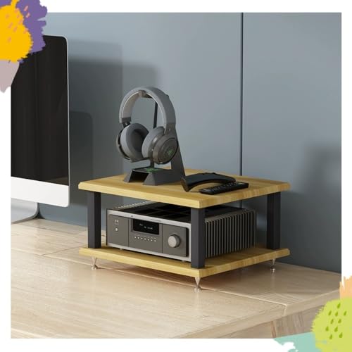 Desktop Audio Rack Stereo Cabinet 2 3 4 Tier AV Media Stand Desktop Amplifier Audio Rack for Home Theater，Office，Gaming Room(Light Walnut,2-Tier) - color: Light Walnut, size: 2-Tier