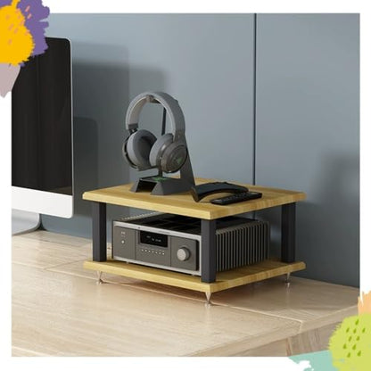 Desktop Audio Rack Stereo Cabinet 2 3 4 Tier AV Media Stand Desktop Amplifier Audio Rack for Home Theater，Office，Gaming Room(Light Walnut,2-Tier) - color: Light Walnut, size: 2-Tier