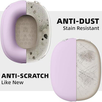 Silicone Case Cover for AirPods Max Headphone, Ear Pad Case Cover/Ear Cups Cover/Headband Cover for AirPod Max, Silicone Apple AirPods Max 2024/2020 Accessories, Purple - color: Lavender
