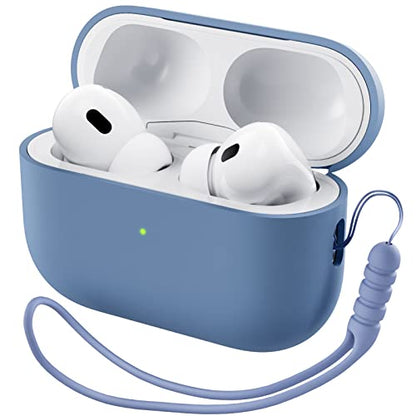 ORNARTO Compatible with AirPods Pro 2 Case 2022, Full Protective Hybrid Silicone for AirPods Pro 2nd Generation Case, Front LED Visible Skin Cover-Blue | Hybrid Silicone Rubber, Front LED Visible, Wireless Charging, Skin-Friendly Soft Touch, Anti-Scratch,