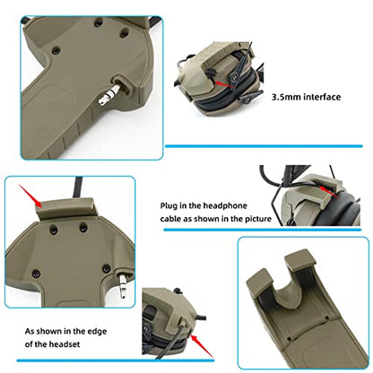 Microphone & PTT for Walker's Razor Noise Cancelling Headphones Airsoft（Tan） - color: Tan