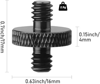 Aluminum 1/4" Male to 1/4" Male Threaded Tripod Screw Adapter Double Sided Standard Mounting Thread Converter for Camera Cage Mount