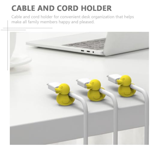 Homoyoyo Duck Self-Adhesive Cable Clips 8 Pcs Cartoon Cable Holders for Desk Wall and Car Cute Cord Management for Charger Cables and Wire Organization Compact Manager