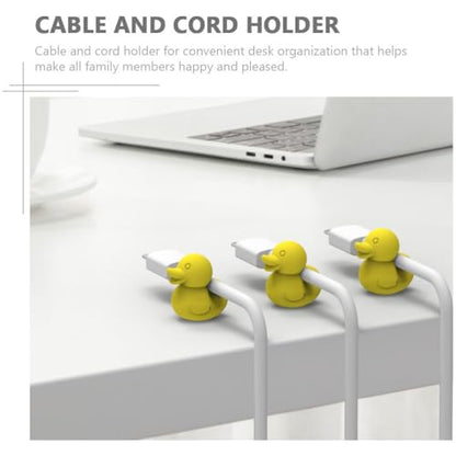 Homoyoyo Duck Self-Adhesive Cable Clips 8 Pcs Cartoon Cable Holders for Desk Wall and Car Cute Cord Management for Charger Cables and Wire Organization Compact Manager